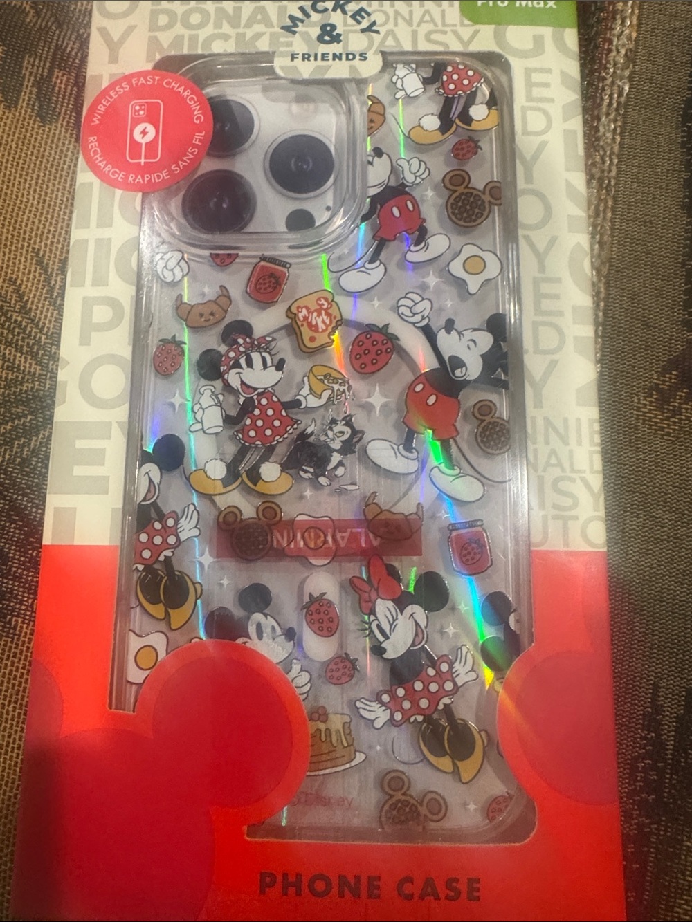 Disney Mickey & Friends Clear iPhone 16 Pro Max Case with Red and Black Accents - Picture 2 of 4
